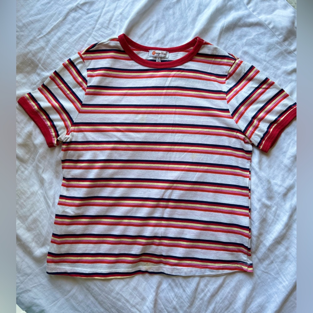 Orange Kiss Striped Tee Shirt